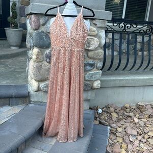 Rose gold sequence spaghetti strap dress
